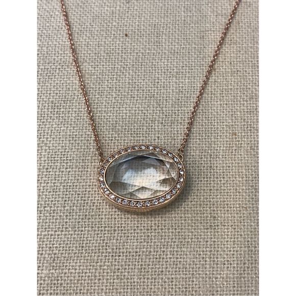 Crystal Oval Locket Rose Gold  Necklace #origami owl - Picture 1 of 6